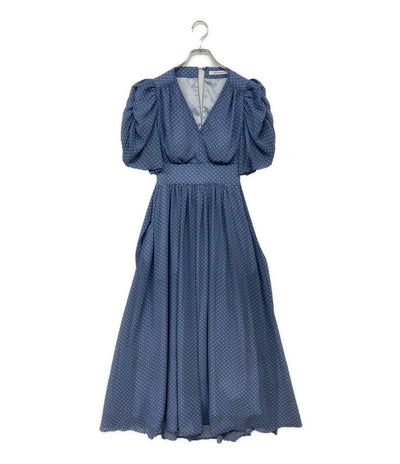 美品 Estella.K エステラケー 半袖ワンピース ライトブルー ドット柄 12251208 レディース SIZE F