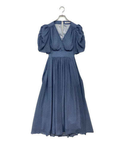 美品 Estella.K エステラケー 半袖ワンピース ライトブルー ドット柄 12251208 レディース SIZE F