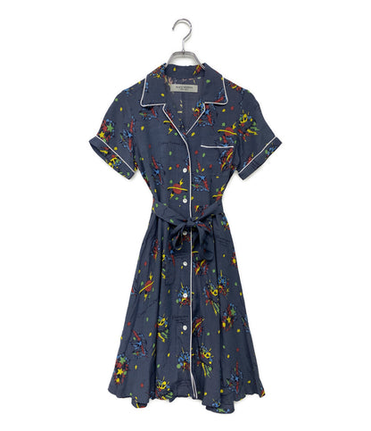 美品 BLACKWEIRDOS ブラックウィドウ 半袖ワンピース ネイビー 宇宙プリント 17SS-OP01 レディース SIZE S