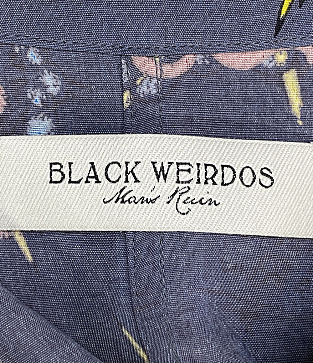 美品 BLACKWEIRDOS ブラックウィドウ 半袖ワンピース ネイビー 宇宙プリント 17SS-OP01 レディース SIZE S