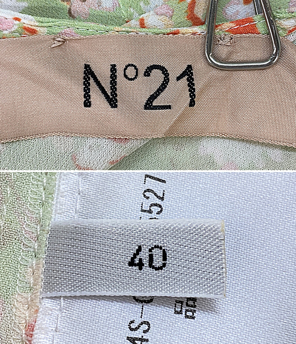 N°21 半袖シャツ グリーン フラワー総柄 24S-G113-5527 24SS レディース SIZE 40 ヌメロ ヴェントゥーノ