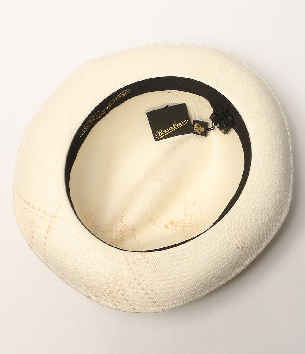 美品 Borsalino ストローハット(麦わら帽子) リボン 140338 メンズ