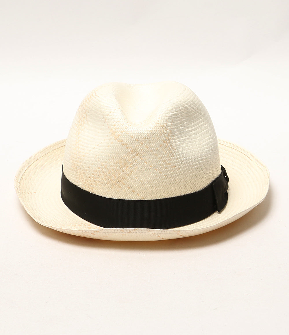 美品 Borsalino ストローハット(麦わら帽子) リボン 140338 メンズ