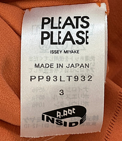 PLEATS PLEASE 半袖ワンピース オレンジ カットワーク チュニック レディース SIZE 3 プリーツプリーズ