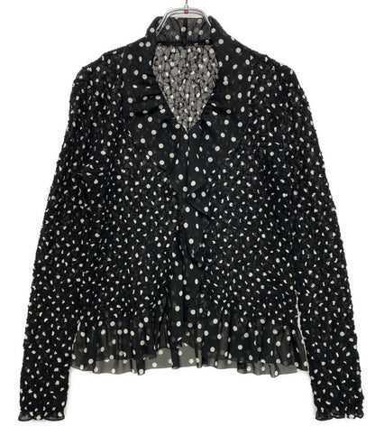 ISSEY MIYAKE 長袖シャツ ブラック ドット柄 レディース SIZE 2 イッセイミヤケ