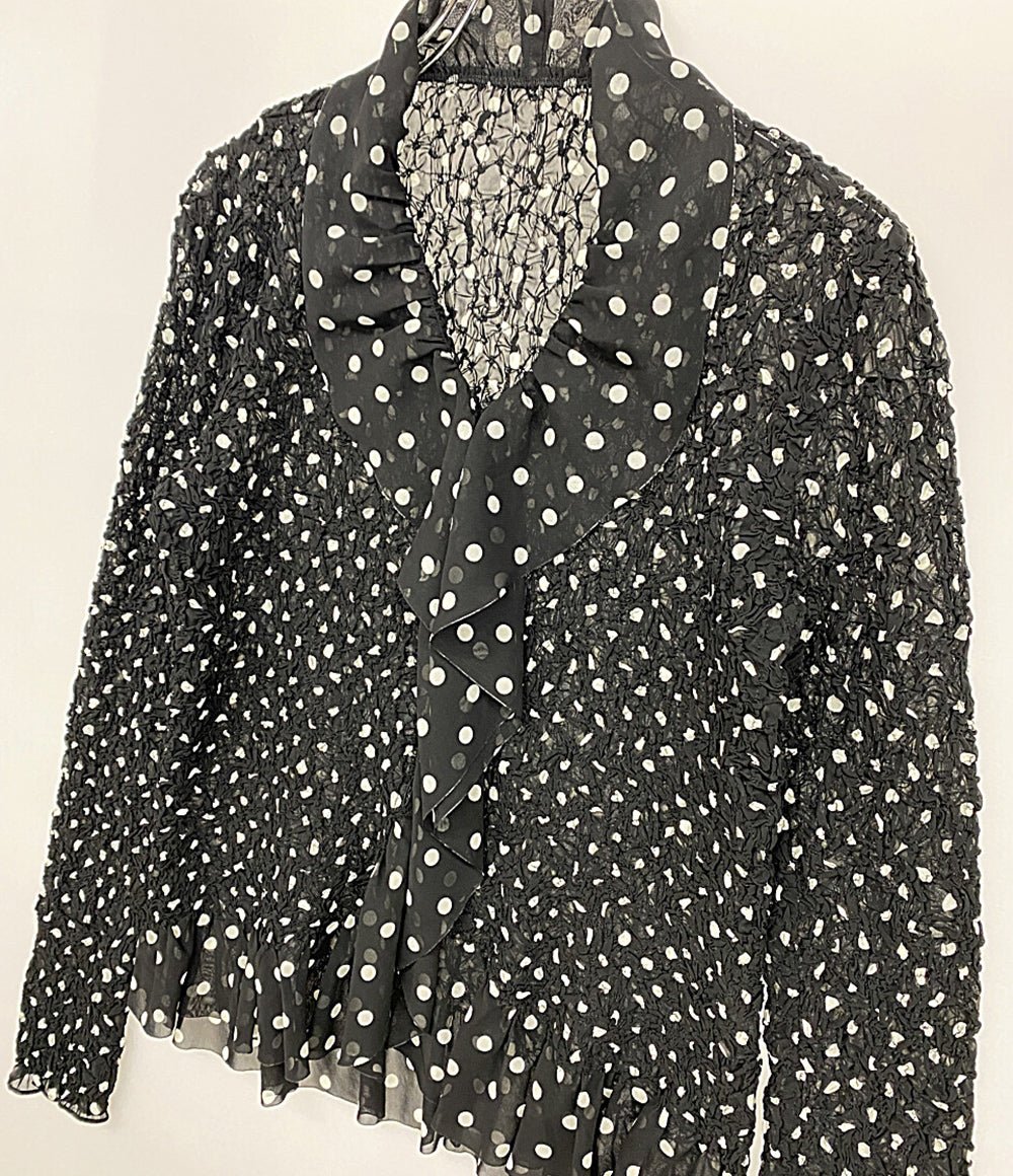 ISSEY MIYAKE 長袖シャツ ブラック ドット柄 レディース SIZE 2 イッセイミヤケ