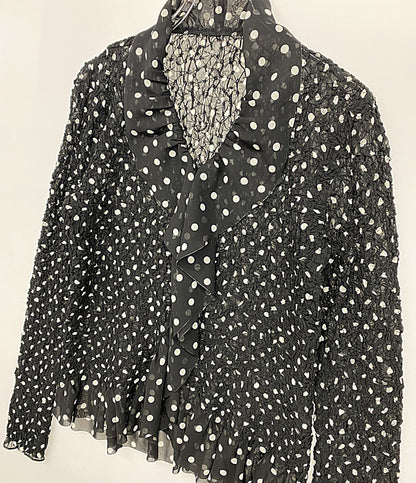 ISSEY MIYAKE 長袖シャツ ブラック ドット柄 レディース SIZE 2 イッセイミヤケ