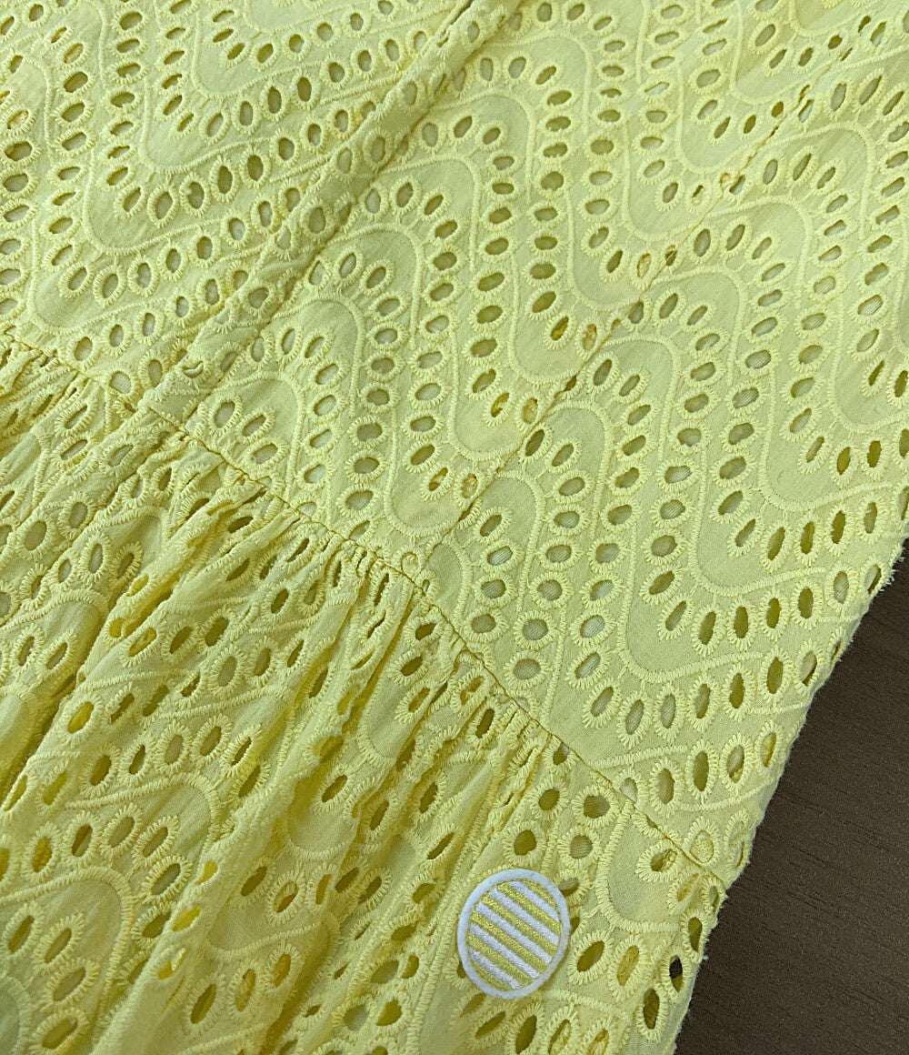 BORDERS at BALCONY ノースリーブワンピース レース イエロー BD2111-3E-24 レディース SIZE 38 ボーダーズ アット バルコニー