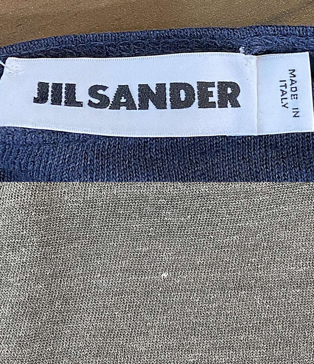 Jil sander 半袖ニット ヘンリーネック リネン ネイビー JSMM702000MM327008A メンズ SIZE M ジルサンダー