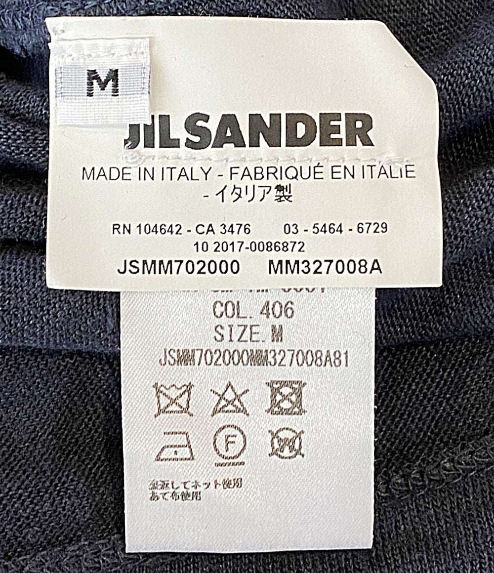 Jil sander 半袖ニット ヘンリーネック リネン ネイビー JSMM702000MM327008A メンズ SIZE M ジルサンダー