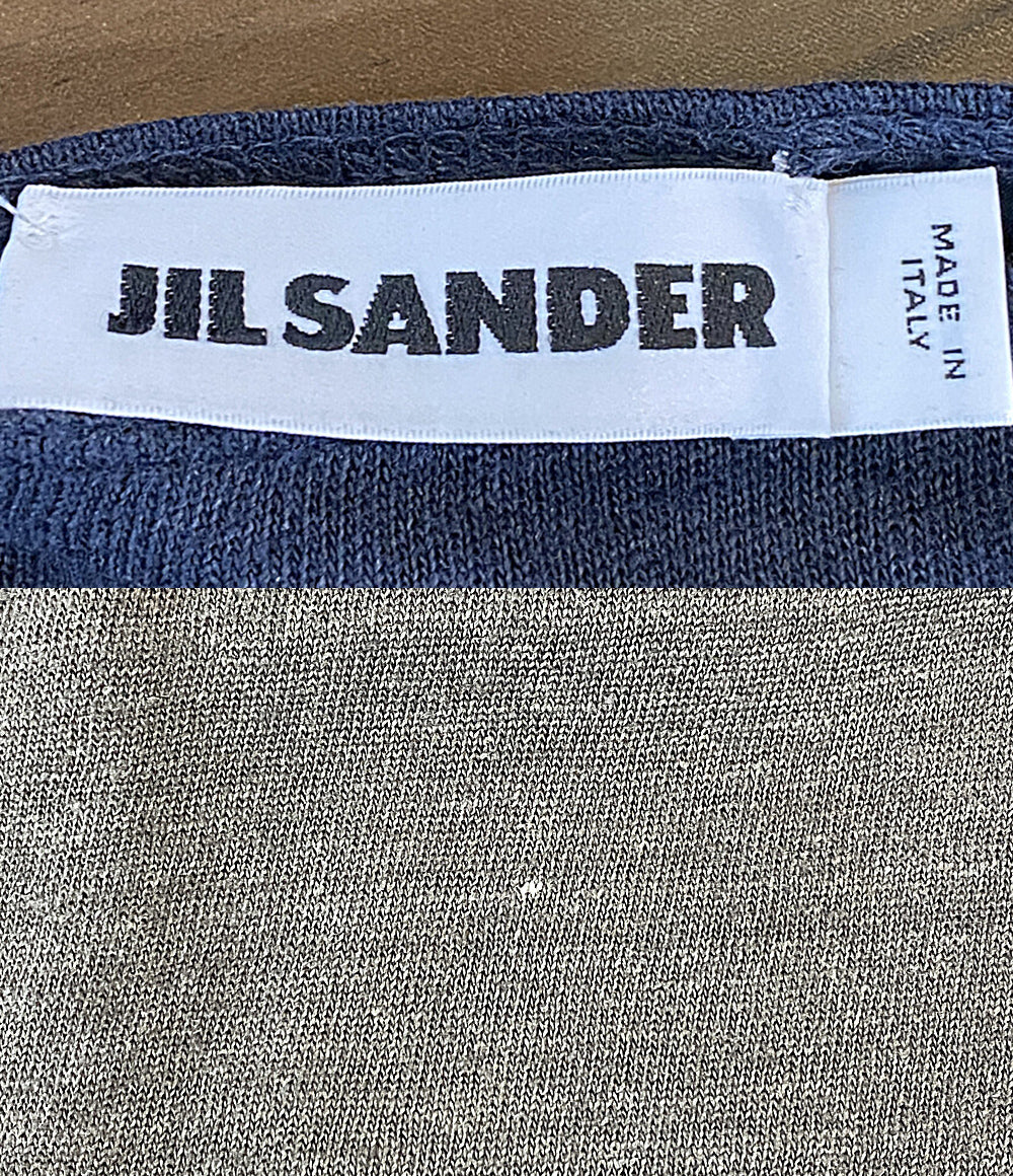 Jil sander 半袖ニット ヘンリーネック リネン ネイビー JSMM702000MM327008A メンズ SIZE M ジルサンダー