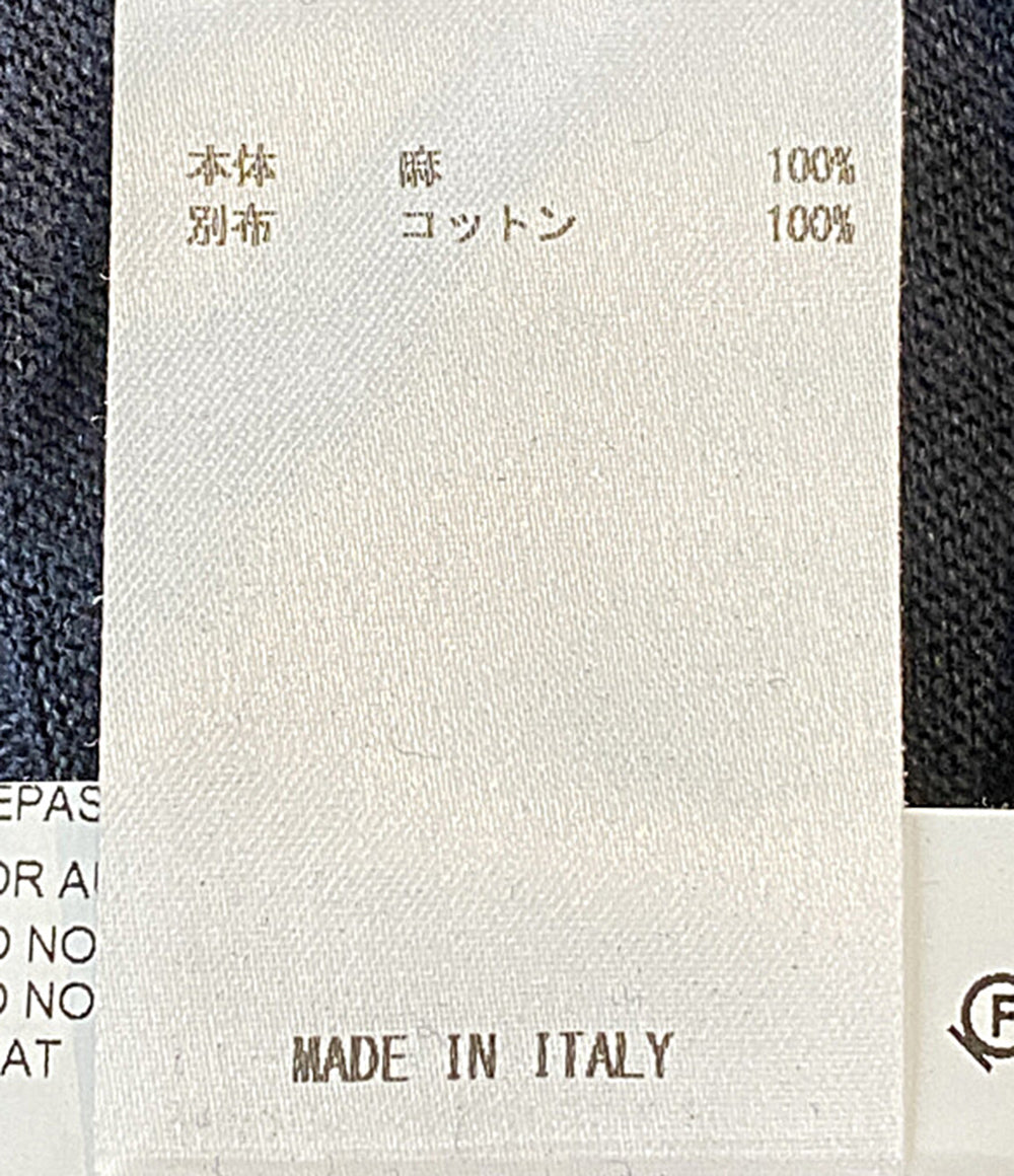 Jil sander 半袖ニット ヘンリーネック リネン ネイビー JSMM702000MM327008A メンズ SIZE M ジルサンダー
