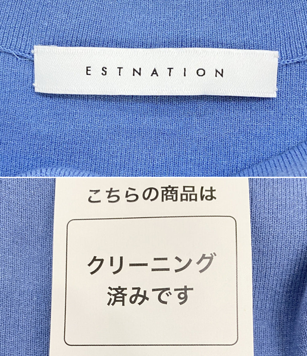ESTNATION 長袖ドッキングワンピース ブルー レディース SIZE F エストネーション