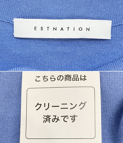 ESTNATION 長袖ドッキングワンピース ブルー レディース SIZE F エストネーション