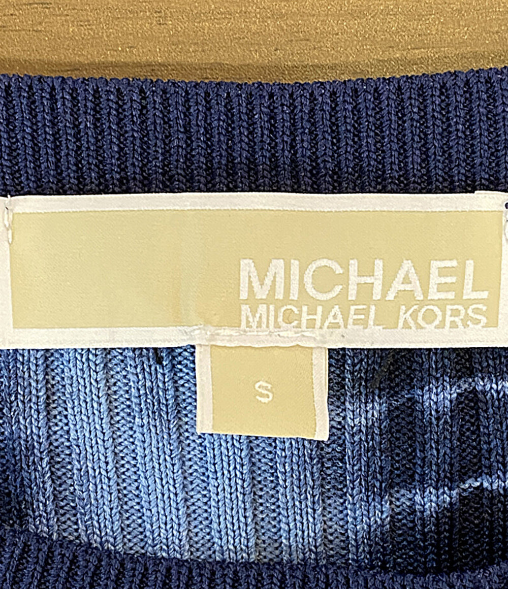美品 MICHAEL KORS ニット 総柄 長袖ニット ブルー MS96NVLB9A レディース SIZE S マイケルコース