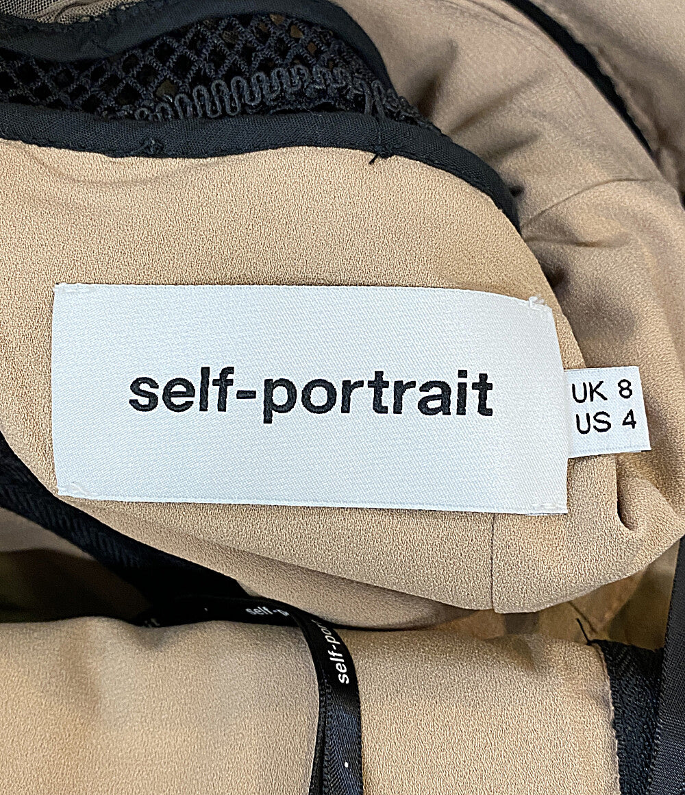 美品 SELF-PORTRAIT 半袖ワンピース スター レース ブラック SP13-059B レディース SIZE UK 8 セルフ ポートレイト