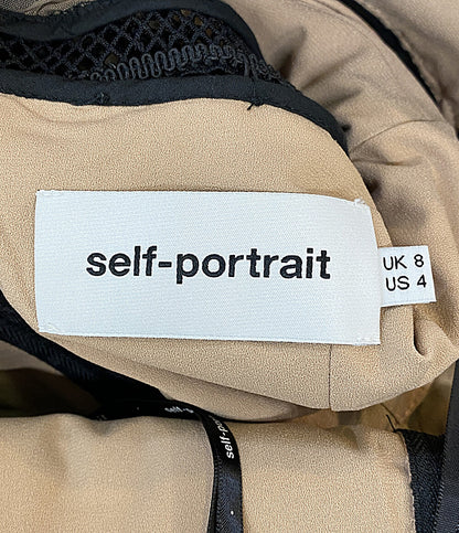 美品 SELF-PORTRAIT 半袖ワンピース スター レース ブラック SP13-059B レディース SIZE UK 8 セルフ ポートレイト