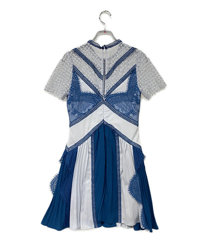 SELF-PORTRAIT 半袖レースワンピース レース プリーツ レディース SIZE UK6 セルフ ポートレイト