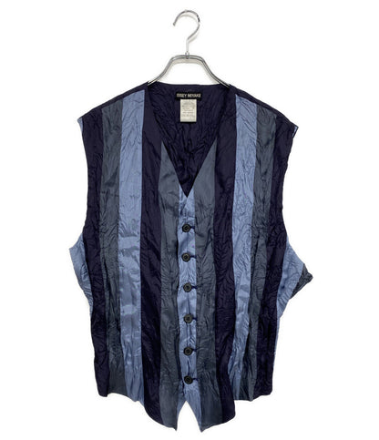 ISSEY MIYAKE ストライプベスト シワ加工 ME47-FE003 メンズ SIZE M イッセイミヤケ