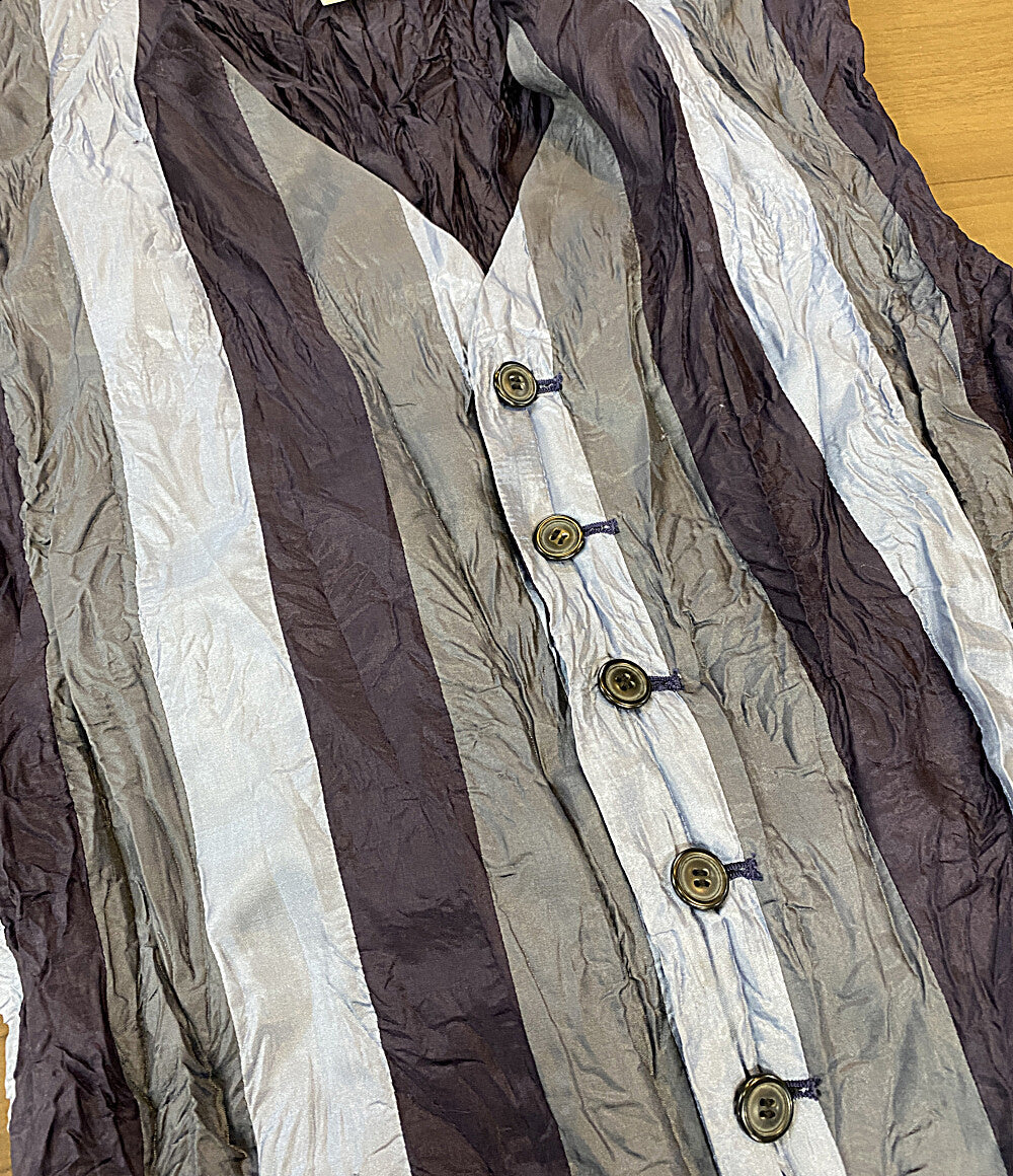ISSEY MIYAKE ストライプベスト シワ加工 ME47-FE003 メンズ SIZE M