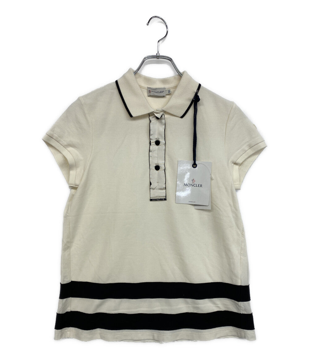 美品 MONCLER 半袖ポロシャツ ドットフリル ホワイト 121-093-83808-00