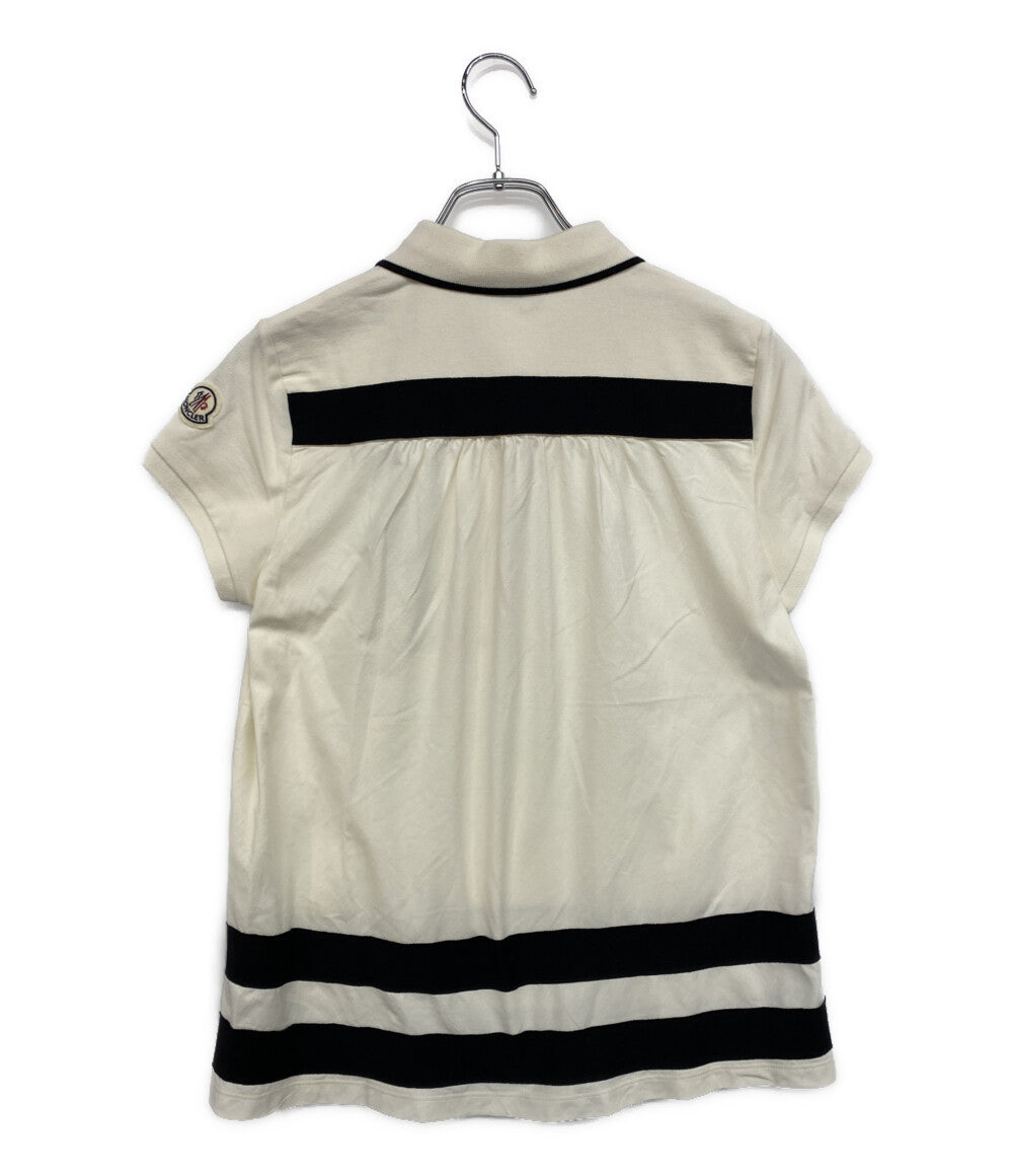 美品 MONCLER 半袖ポロシャツ ドットフリル ホワイト 121-093-83808-00