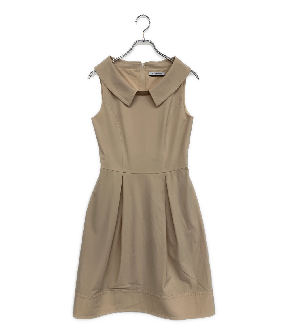 美品 FOXEY NEW YORK ノースリーブワンピース ベージュ 33314-NAOFY401T レディース SIZE 40 フォクシー ニューヨーク