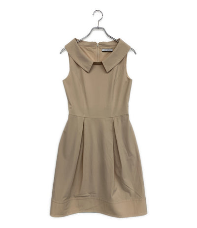 美品 FOXEY NEW YORK ノースリーブワンピース ベージュ 33314-NAOFY401T レディース SIZE 40 フォクシー ニューヨーク