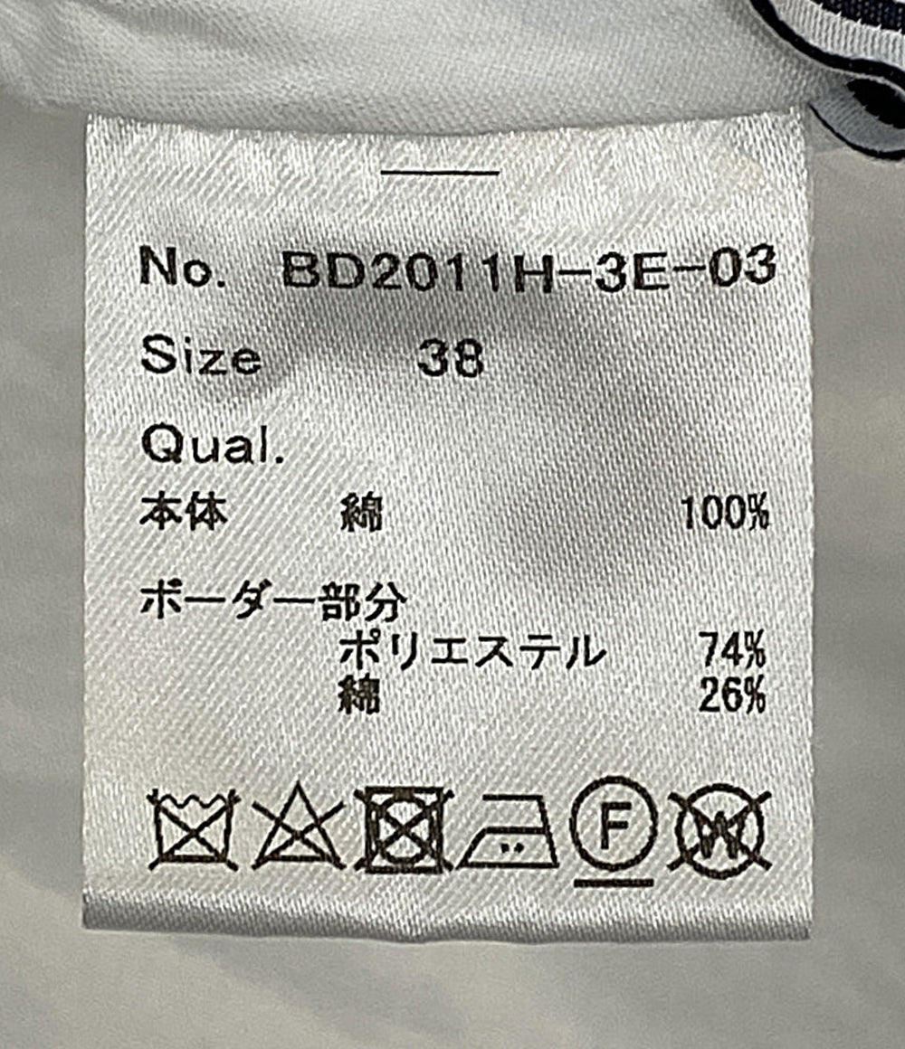 BORDERS AT BALCONY 半袖ワンピース ホワイト 裾リボンストライプ BD2011H-3E-03 レディース SIZE 38 ボーダーズ アット バルコニー
