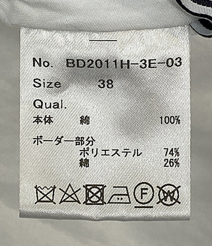 BORDERS AT BALCONY 半袖ワンピース ホワイト 裾リボンストライプ BD2011H-3E-03 レディース SIZE 38 ボーダーズ アット バルコニー