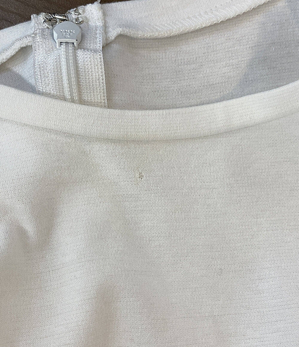 BORDERS AT BALCONY 半袖ワンピース ホワイト 裾リボンストライプ BD2011H-3E-03 レディース SIZE 38 ボーダーズ アット バルコニー