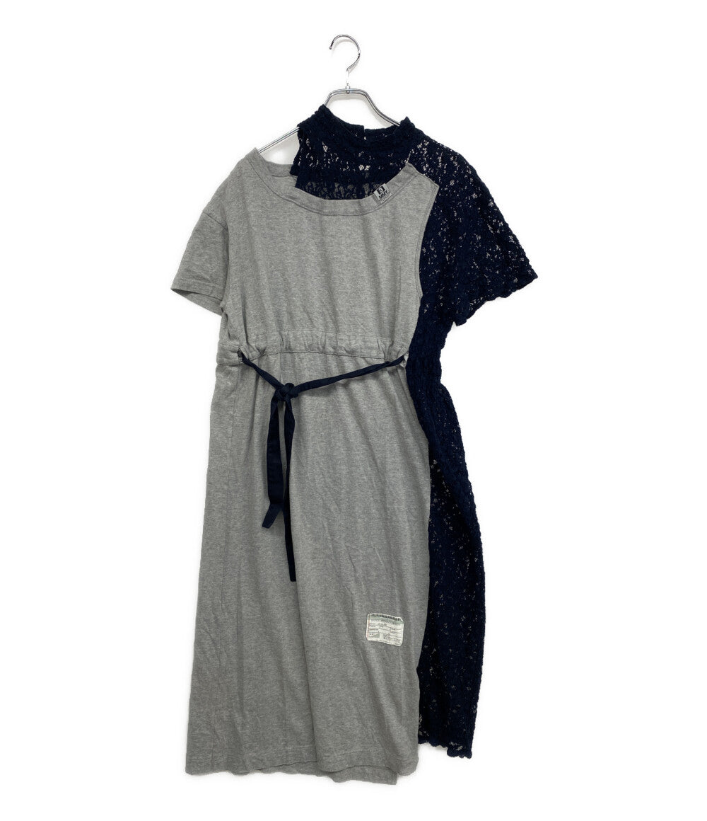 MIHARA YASUHIRO 半袖ワンピース グレー レース B05DR592 レディース SIZE F ミハラヤスヒロ