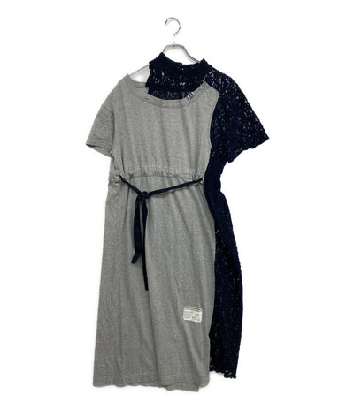 MIHARA YASUHIRO 半袖ワンピース グレー レース B05DR592 レディース SIZE F ミハラヤスヒロ