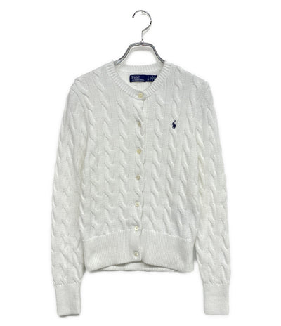 RALPH LAUREN ケーブルニットカーディガン ラウンドネック ホワイト レディース SIZE S ポロ・ラルフローレン