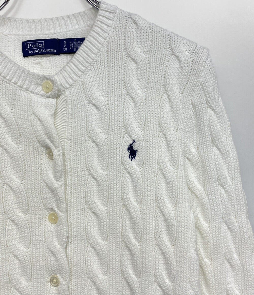 RALPH LAUREN ケーブルニットカーディガン ラウンドネック ホワイト レディース SIZE S ポロ・ラルフローレン