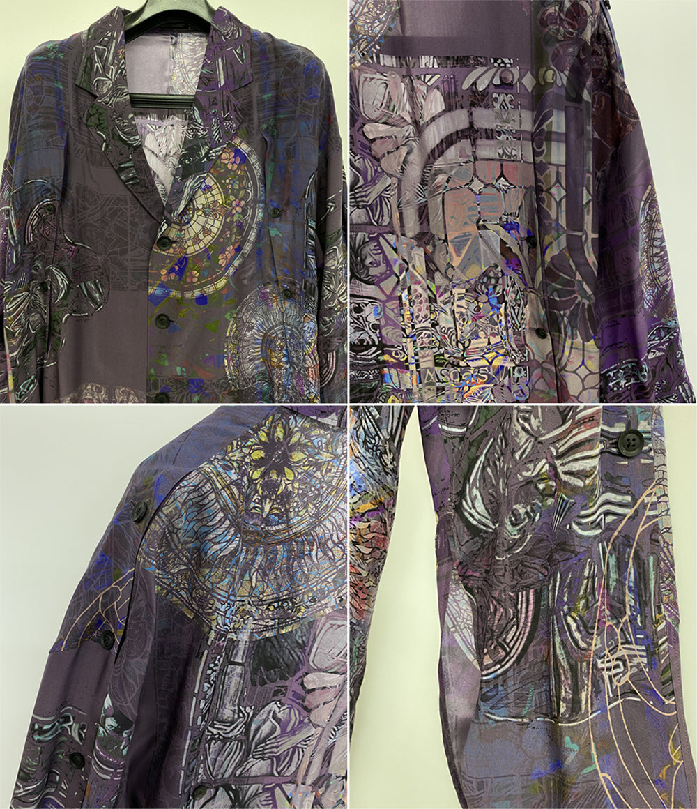 YOHJI YAMAMOTO シルクコート 総柄 look10 2026ss HK-J47-443 メンズ SIZE 2 ヨウジヤマモト