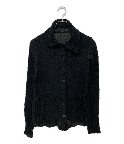 ISSEY MIYAKE 長袖シャツ ブラック シワ加工 MI55FK128 レディース SIZE - イッセイミヤケ