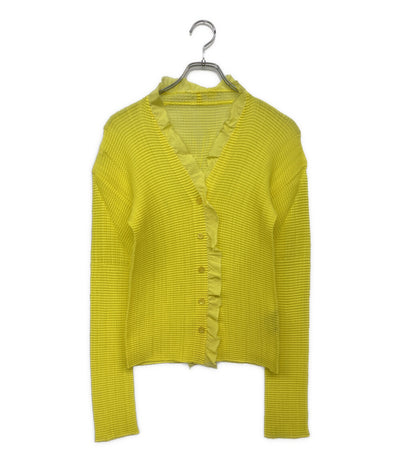 美品 ISSEY MIYAKE 長袖シャツ プリーツ イエロー IM42FJ270 レディース SIZE 2 イッセイミヤケ
