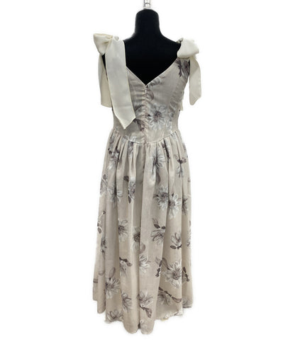 美品 Her lip to ノースリーブワンピース ベージュ Sunflower-Printed Midi Dress12423 1242305040 レディース SIZE S ハーリップトゥ