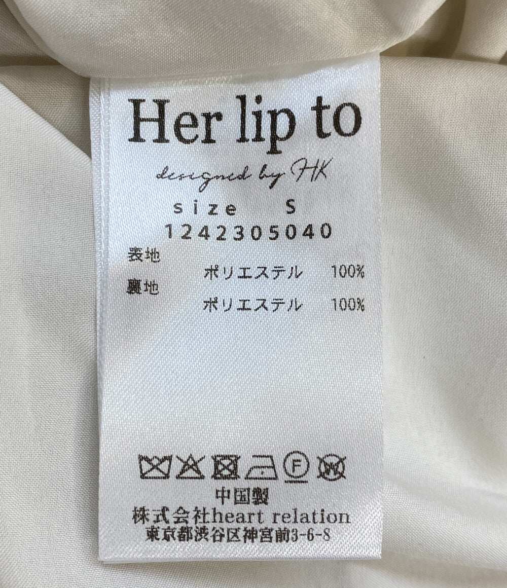 美品 Her lip to ノースリーブワンピース ベージュ Sunflower-Printed Midi Dress12423 1242305040 レディース SIZE S ハーリップトゥ