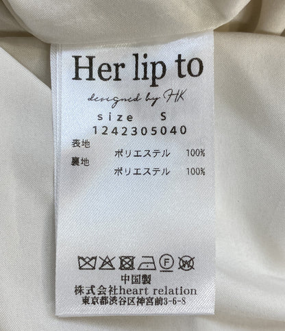 美品 Her lip to ノースリーブワンピース ベージュ Sunflower-Printed Midi Dress12423 1242305040 レディース SIZE S ハーリップトゥ