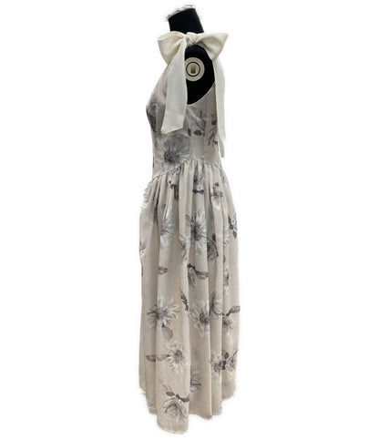 美品 Her lip to ノースリーブワンピース ベージュ Sunflower-Printed Midi Dress12423 1242305040 レディース SIZE S ハーリップトゥ
