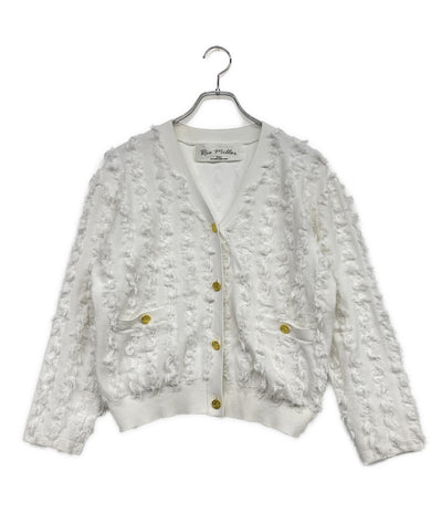 Rie Miller リエミラー フリンジカーディガン ホワイト カットジャガード 25ss レディース SIZE 38