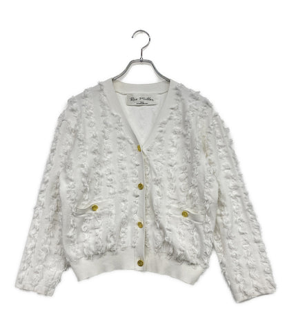 Rie Miller リエミラー フリンジカーディガン ホワイト カットジャガード 25ss レディース SIZE 38
