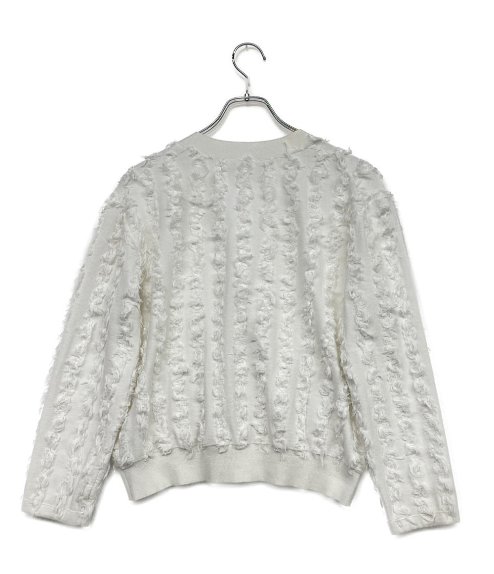 Rie Miller リエミラー フリンジカーディガン ホワイト カットジャガード 25ss レディース SIZE 38