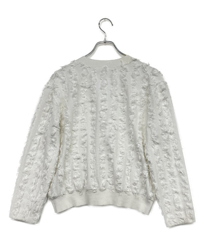 Rie Miller リエミラー フリンジカーディガン ホワイト カットジャガード 25ss レディース SIZE 38