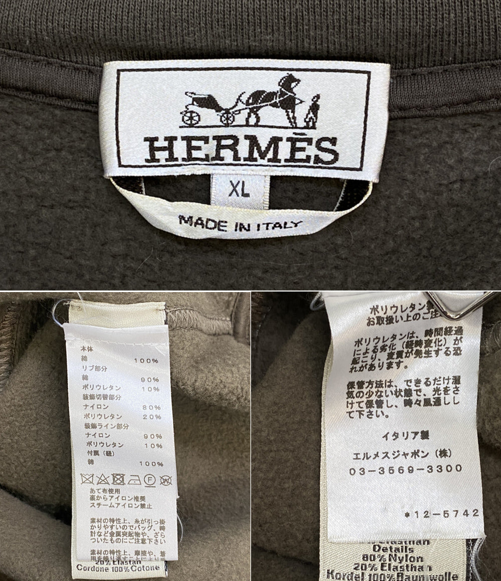 HERMES スウェットパーカー ランH ジップアップ メンズ SIZE XL