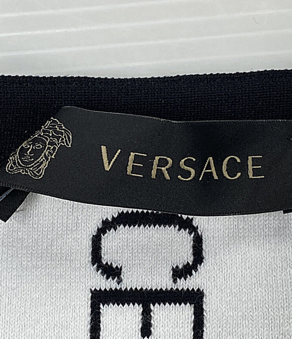 美品 VERSACE ロゴスカート ブラック ホワイト A83018 A230510 レディース SIZE 38 ヴェルサーチ