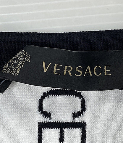 美品 VERSACE ロゴスカート ブラック ホワイト A83018 A230510 レディース SIZE 38 ヴェルサーチ