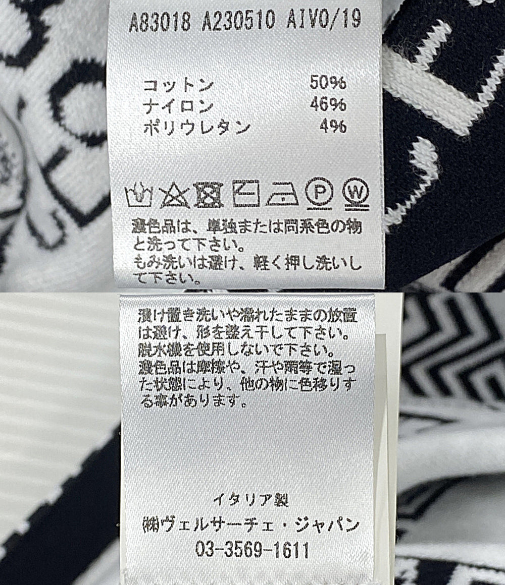 美品 VERSACE ロゴスカート ブラック ホワイト A83018 A230510 レディース SIZE 38 ヴェルサーチ